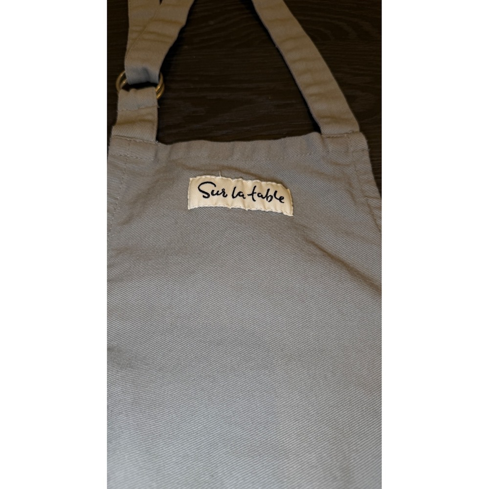 Sur La Table Kids Gray Cotton Twill Adjustable Bib Chef Apron 18x24 - Picture 3 of 6
